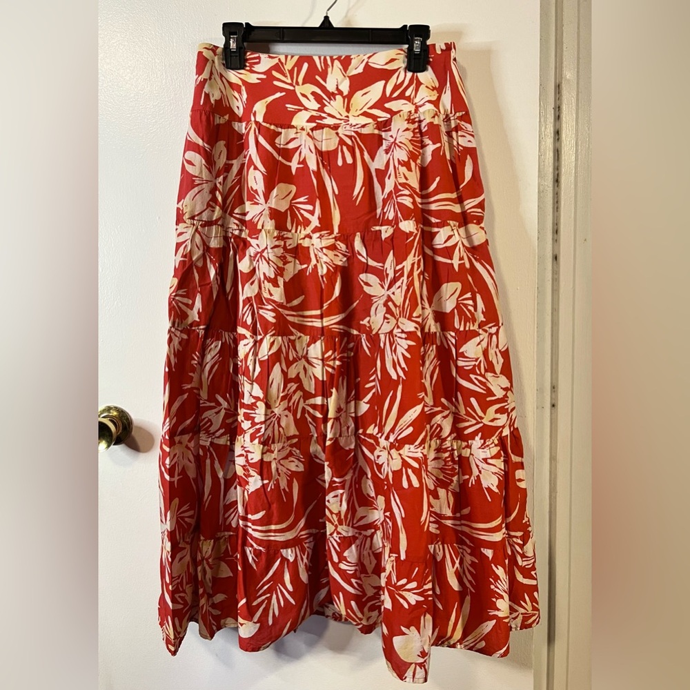 Jones New York Red Maxi A-Line Skirt